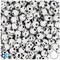 BeadTin White Opaque 8mm Round Plastic Alpha Beads - Black Faces (200pcs)